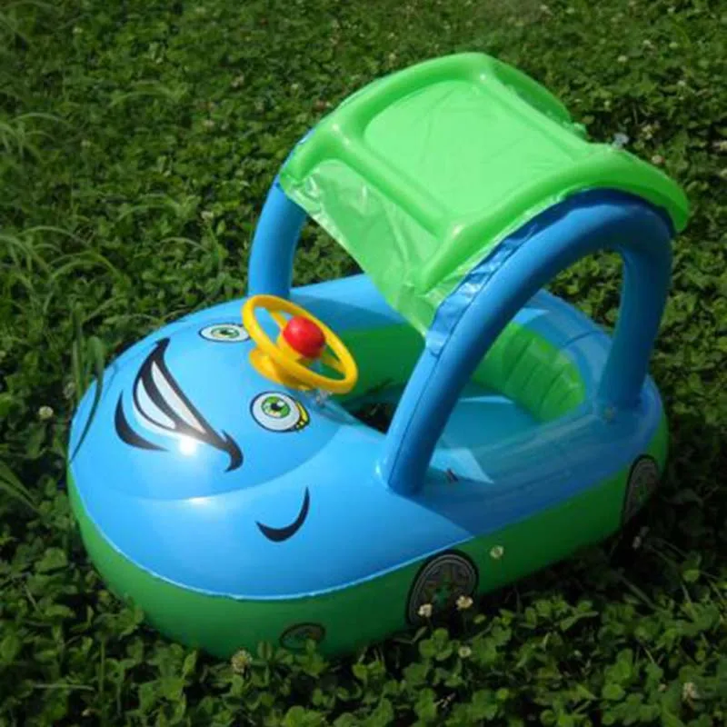Открытый Мультфильм Надувное детское автомобильное сиденье плавательный круг с рулевым колесом и солнцезащитный козырек круг летние игрушки лодочная палатка