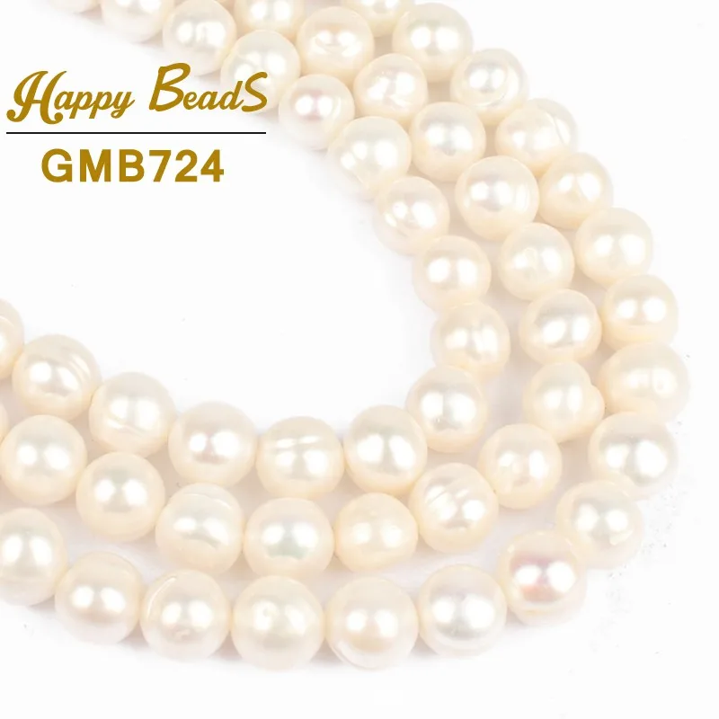 

9-10mm AAA White Pearl Beads Natural Round Freshwater Pearl Loose Beads For 15" DIY Making Bracelet Necklace Jewelry wholesale