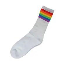 Модные женские хлопковые носки с радужными полосками, простые удобные повседневные спортивные носки чистого белого цвета