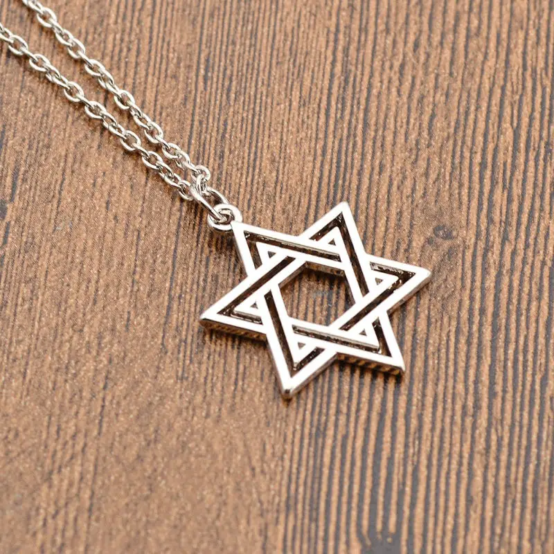 Еврейская звезда Давида, Очаровательное ожерелье, серебряное золото, подвеска на цепочке, массивные украшения, подарки на день Святого Валентина