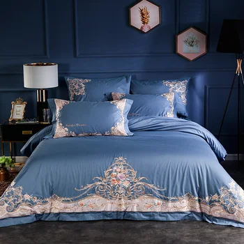 

Luxury 100S Egyptian cotton Palace Bedding Set Royal Embroidery Blue Pink Green Red Duvet Cover Bed Sheet Bed Linen Pillowcases