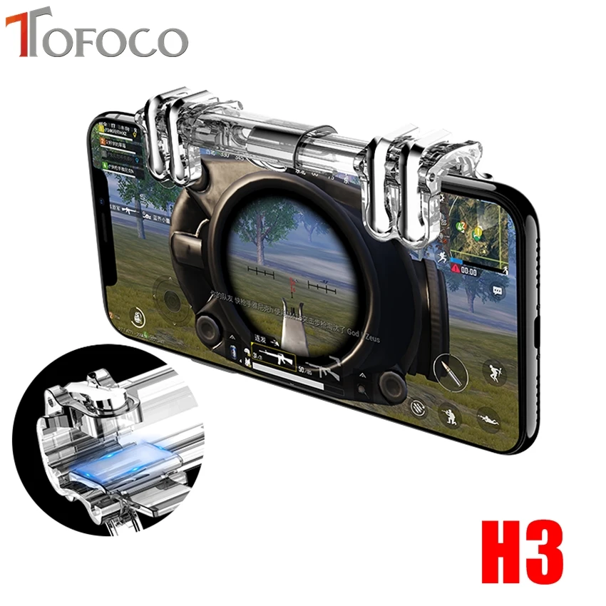 TOFOCO Pubg Mobile Controller L1 R1 Phone Gamepad Trigger Fire Button Aim Key l1r1 Shooter Pubg Controller For iphone Android