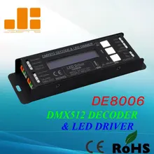 Frete grátis dmx512 decoder & led driver 3 canais rgb controlador de tensão constante única saída ch pwm <4a modelo: de8006