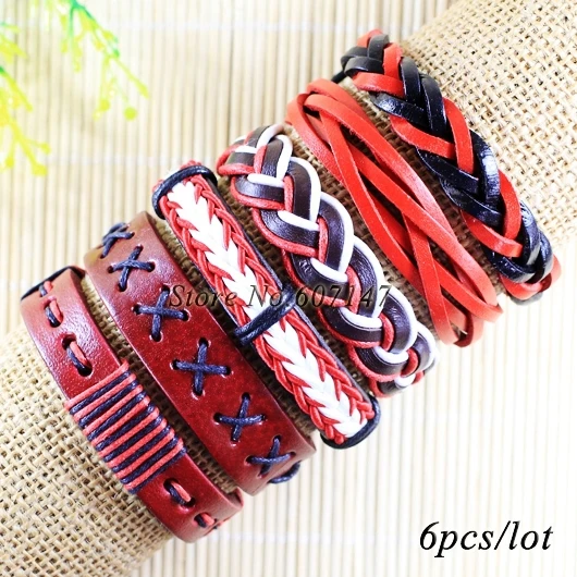 

Wholesale (6pcs/lot) ethnic tribal genuine adjustable braided leather bracelet wristband for women pulseira feminina couro-S52