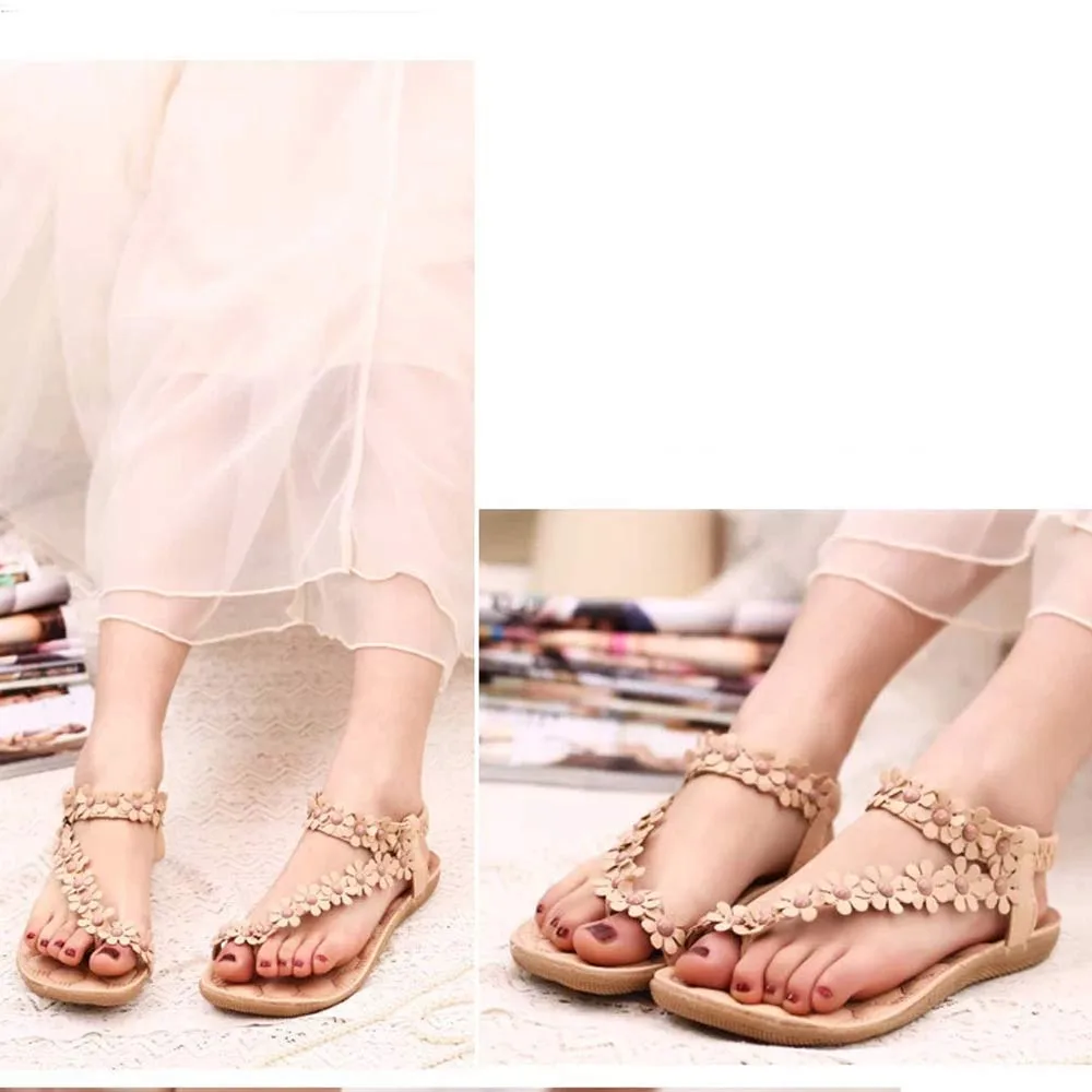 

2019 MUQGEW 2019 MUQGEW Summer Bohemia Sweet Solid Beaded Solid Casual Sandals Clip Toe Sandals Beach Shoes 30