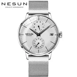 Элитный бренд Мужские часы Nesun автоматические механические для мужчин сапфир relogio masculino нержавеющая сталь Ремешок Часы N9606-7