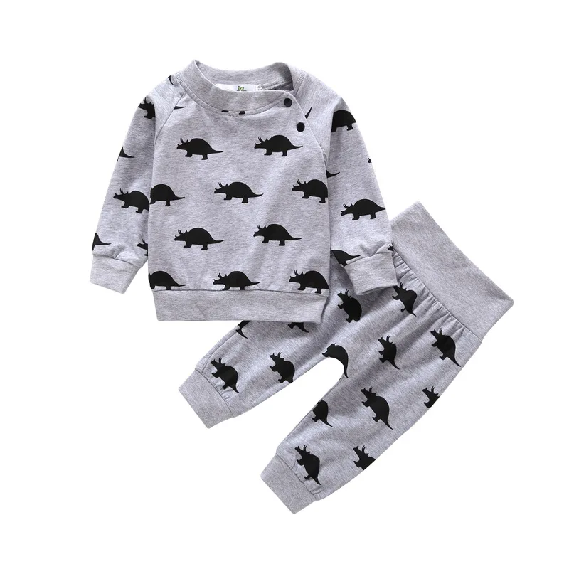 dinosaur animal print baby boy clothes set sweatshirt+pants costume newborn outfit infant clothing kids children 2 piece suit