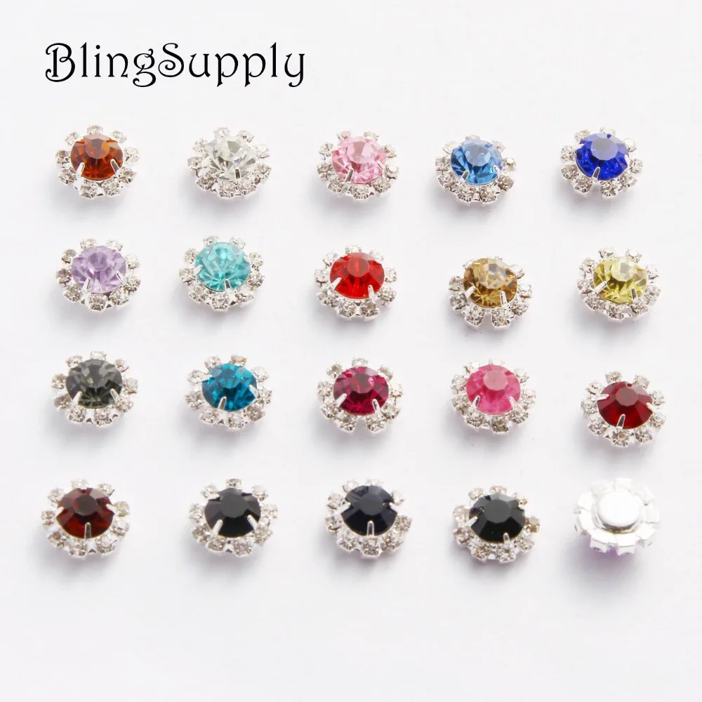 

Free shipping 12mm sparkle rhinestone button flatback silver plating for hair accessory 50PCS/lot(BTN-5251)