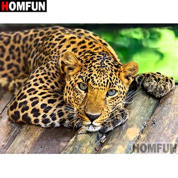 

HOMFUN Full Square/Round Drill 5D DIY Diamond Painting "Animal leopard" Embroidery Cross Stitch 5D Home Decor Gift A07514