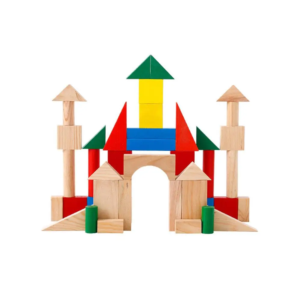 48 шт./лот деревянные укладки блоков детей хобби разведки интерактивные собрать строительных башня детские игрушки для выше 3 года