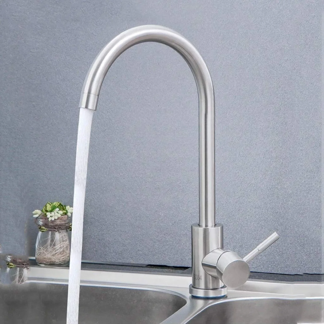 

360Degree Rotatable Spout Sink Basin Water Faucet Curved Mixer TapKitchen Bathroom Hot And Cold Single Handle Tap Faucet