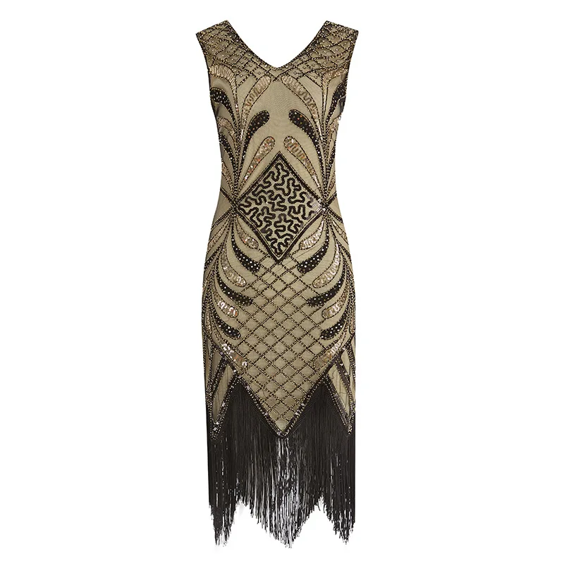 Billig 2019 frauen Party Kleid Robe Femme 1920s Great Gatsby Flapper Pailletten Fringe Midi Kleid Vestido Sommer Art Deco Retro dame Kleid