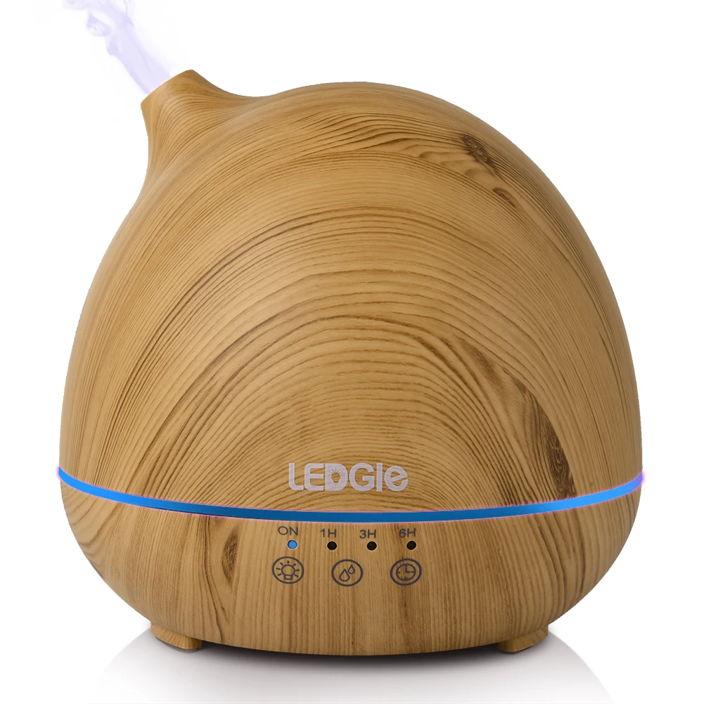 

Ledgle Essential Oil Diffuser400ml Wood Grain Ultrasonic Aroma Humidifier with Cool Mist Aromatherapy Air Humidifier 7 Color