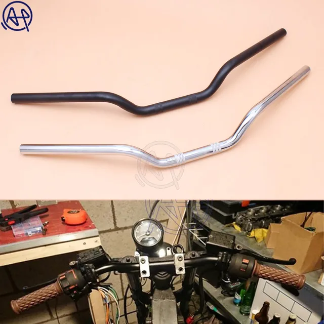 Universal Fit Motorcycle 7/8" 22mm Black/Chrome Tracker Handlebars Drag