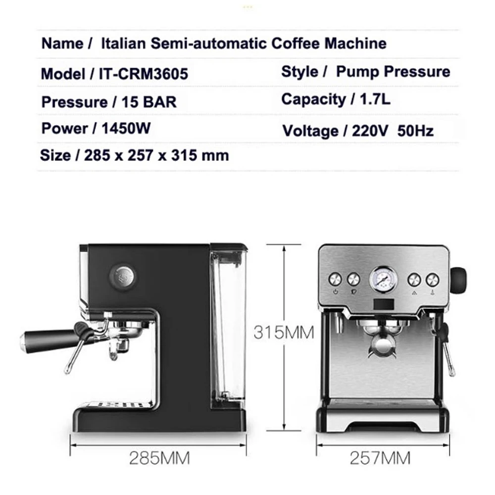 ITOP 20 Bar Italian Semi-automatic Coffee Maker Cappuccino Milk  Bubble Maker Americano Espresso Coffee Machine for Home