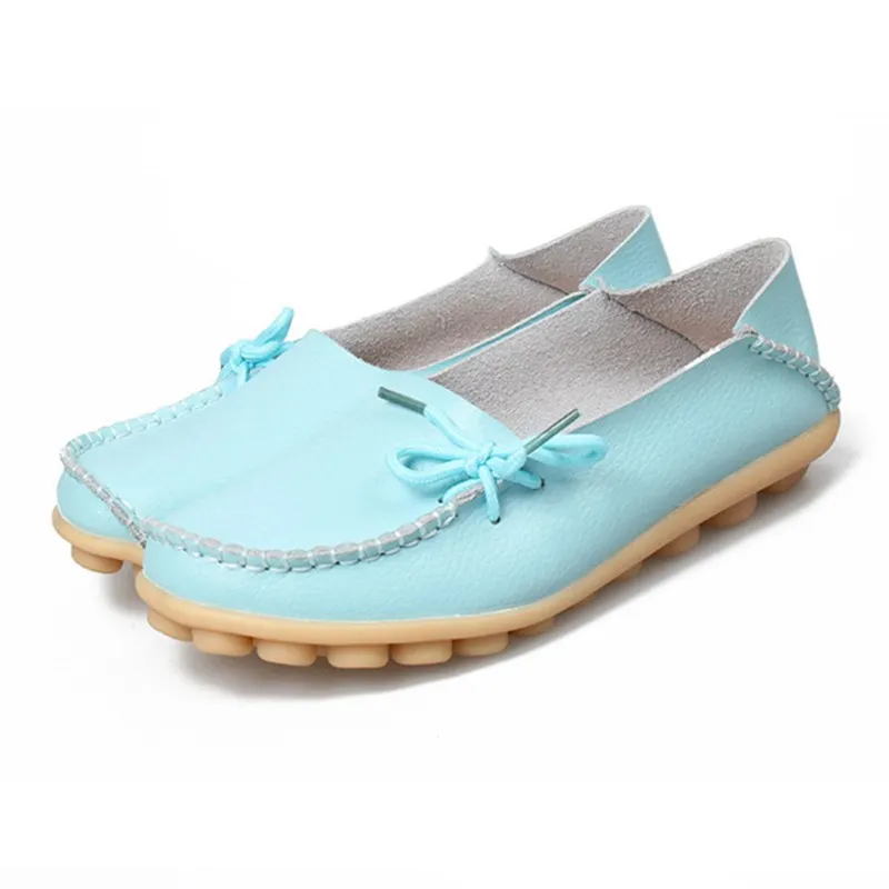 ASILETO/Женская обувь на плоской подошве; летняя повседневная обувь; женские водонепроницаемые мокасины; женская обувь на плоской подошве из коровьей кожи; большие размеры 34-44; T140 - Цвет: Blue 1