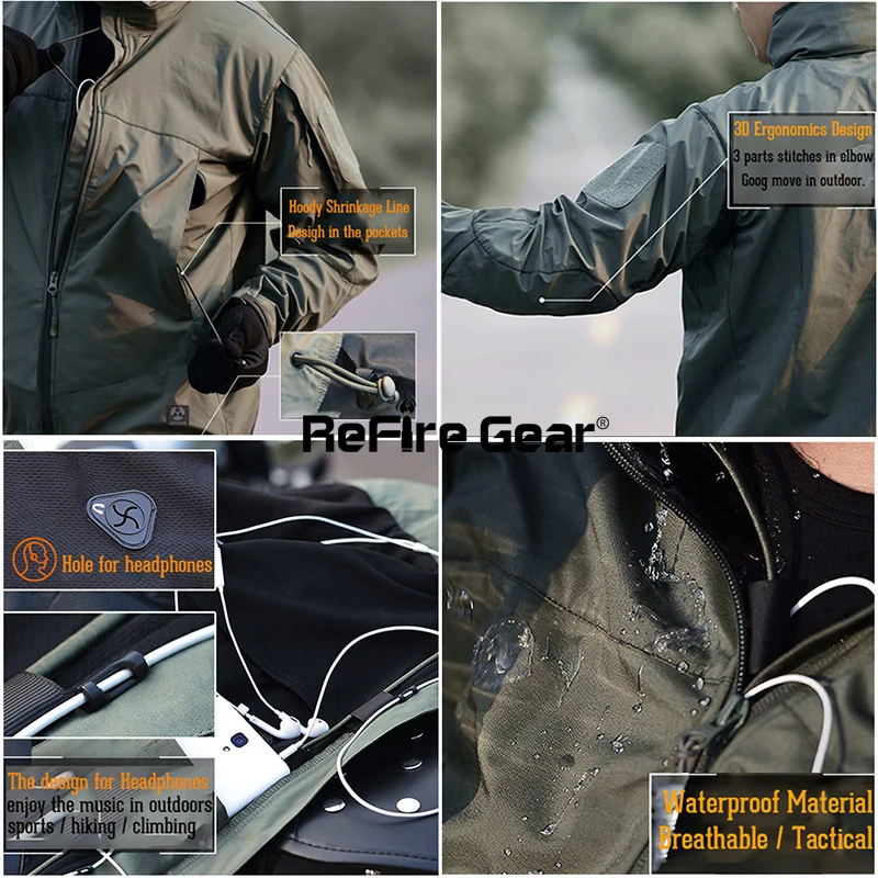 Куртка ReFire Gear Мужская тактическая военная Водонепроницаемая ветровка с