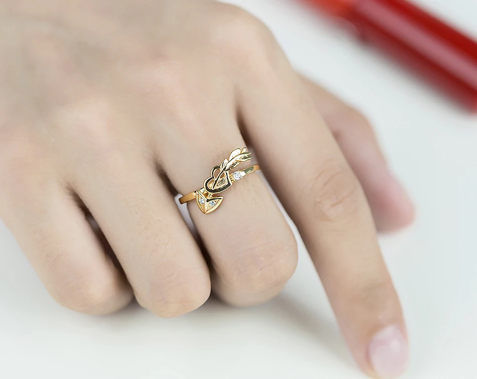 ALLNOEL Real 925 Sterling silver Zircon Ring For Women Romantic Gold Cupid Love Arrow Heart Ring Valentine's Day Promise Rings (7)