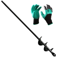 Абла садовая посадочная дрель 1,60 дюймов X 18 дюймов Быстрый плантатор с садовыми эльфскими перчатками, шнеком, земляной сверлильный шнек 3/8 дюймов шестигранный Dr