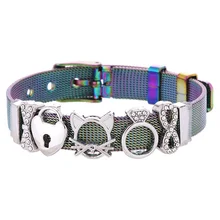 CHIELOYS модный бренд браслет из нержавеющей стали Серебряный Кот и корона раздвижной Набор браслетов с бусинами для девочки Лучший подарок ювелирные изделия