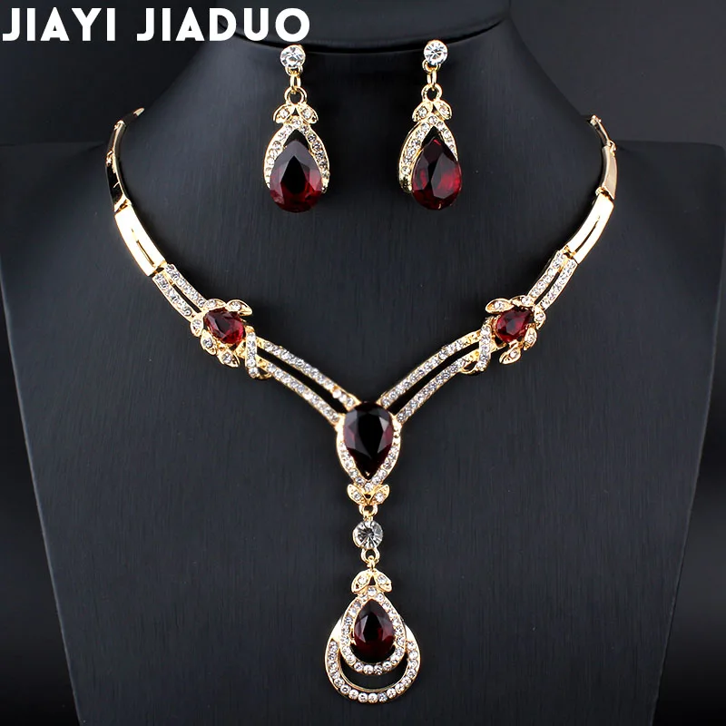 

jiayijiaduo New Fashion women Wedding Bridal Accessories Party gold-color Jewelry African Beads Costume Jewelry Sets