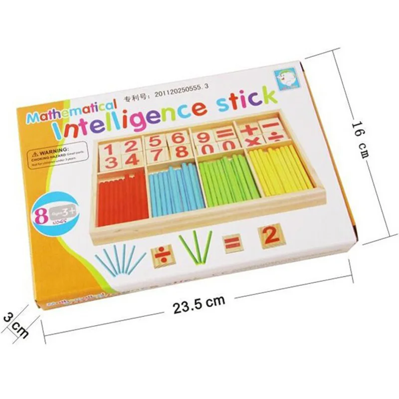 Montessori Wooden Number Math Game Sticks Box Educational Toy Puzzle Teaching Aids Set Materials