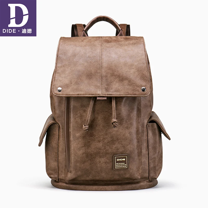 

2018 Fashion Backpack School Bag men laptop Travel back pack Leather bagback Male Cover Waterproof Schoolbag String Open
