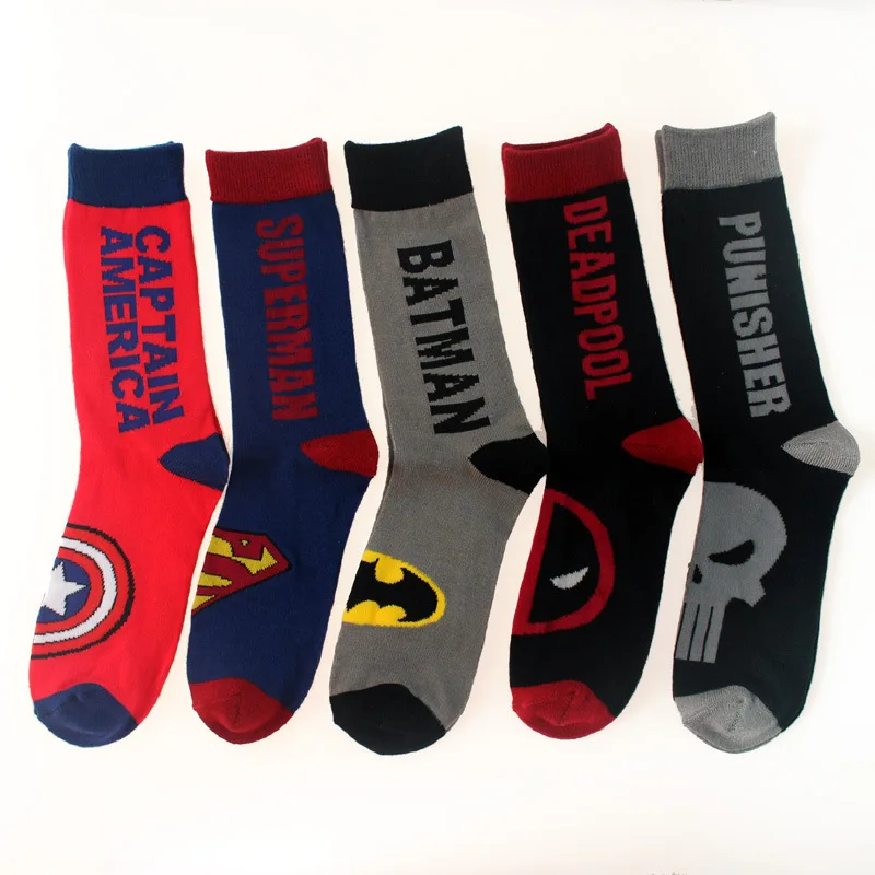 New Fashion Funny Cute Avenger Union Sock Men Colored Superhero ...