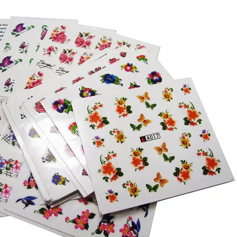 50 листов/много стилей смешивания цветок абстрактного искусства наклейки для ногтей Лаванда ногтей переводные наклейки воды наклейки DIY маникюр