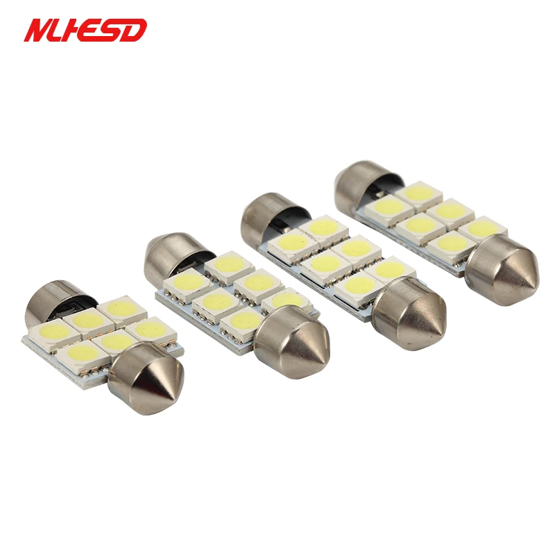1000 шт. белый автомобиль Led 31 мм 36 мм/39 мм/41 мм C5w 5050 6smd dc 12 v для салона, иллюминационная, Потолочная автомобиль лампа, лампа для чтения номерных знаков Лампы