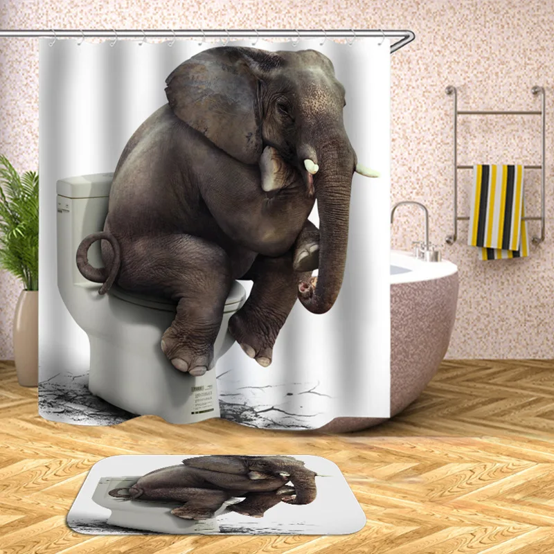 

African Elephant Shower Curtain For Bath 3d Printed Cartoon Bathroom Curtains Shower Bathtub Curtain Cortina Para Banheiro