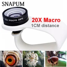 SNAPUM mobile phone Macro Lens 20X Super Cellphone Lenses for Huawei xiaomi iphone 6 7 8 10 Samsung,only use 1cm distance.