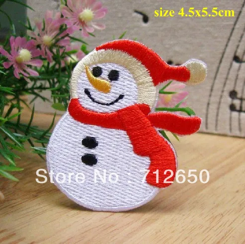 

Free Shipping 10 pcs snowman Christmas new launch Embroidered patch iron on Applique garment embroidery patch DIY accessory