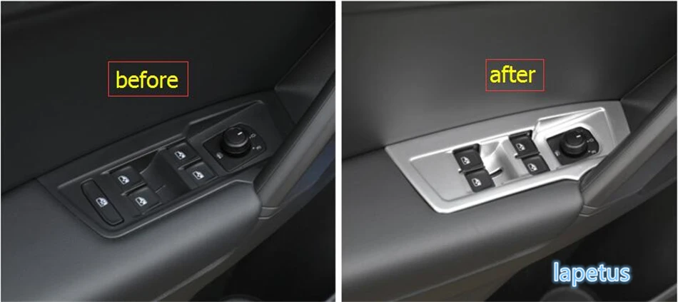 

Lapetus Door Armrest Window Lift & Rear Tail Trunk Switch Button Cover Kit Trim Matt Style For Volkswagen VW Tiguan 2016 - 2019