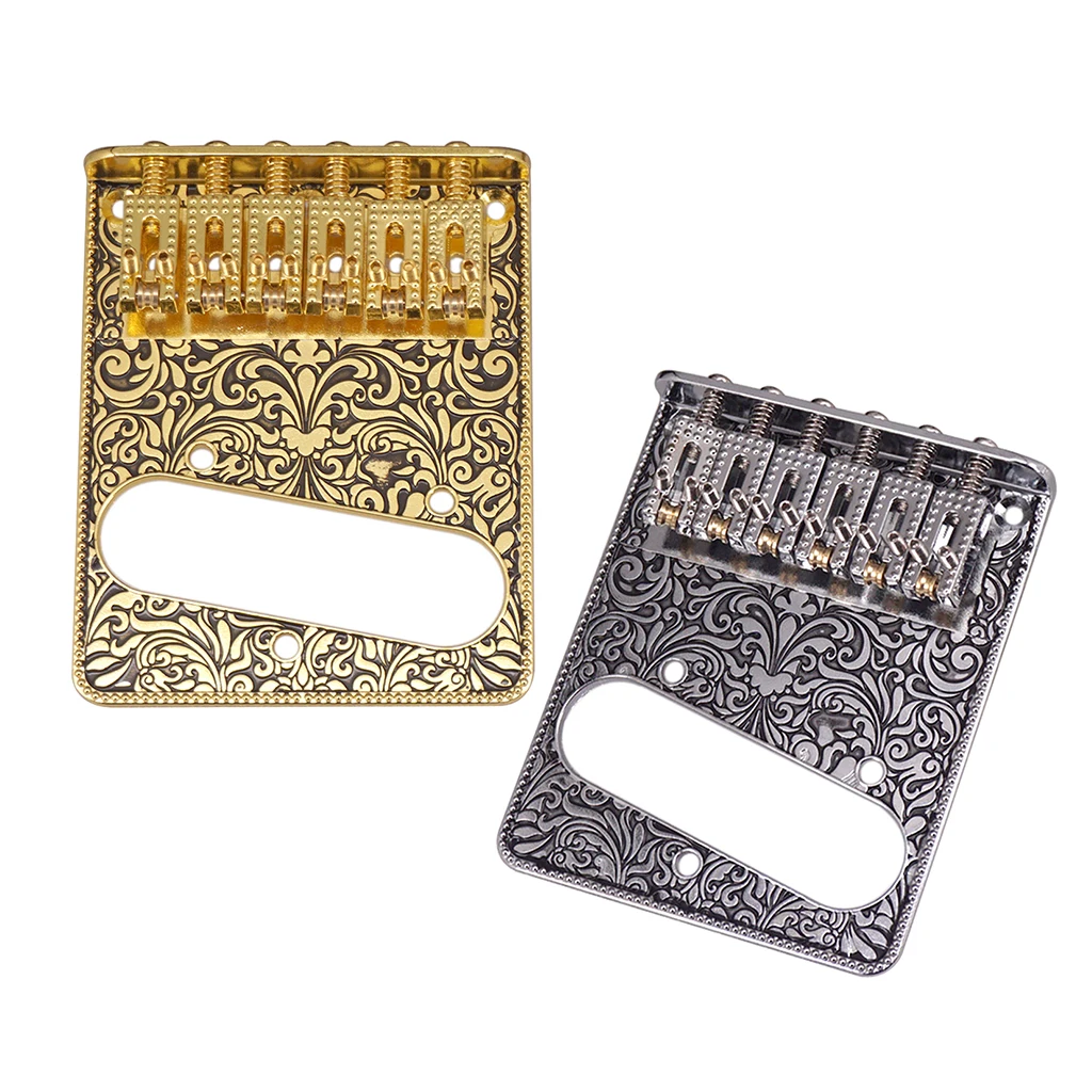 Metal Roller Saddle Bridge with Single Coil Pickup Hole & Wrench Screws for Telecaster Replacement Part Accessory 