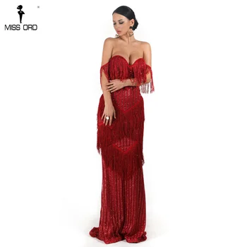 

Missord 2020 Sexy Bra Off Shoulder Backless Dresses Female Tassel Glitter Maxi Elegant Party Dress Vestdios FT18303-3