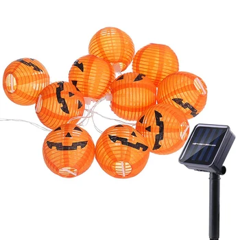 

20 Halloween Pumpkin Lantern - Indoor Outdoor Mini Nylon LED String Lights Solar Powered Operated