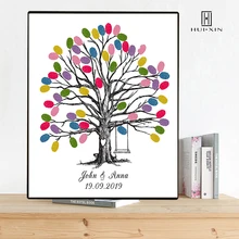 Изысканное бесплатное пользовательское имя, дата отпечатка пальца гость книга DIY отпечаток пальца печать подписи гость знак книга для свадьбы партии качели в Weddi