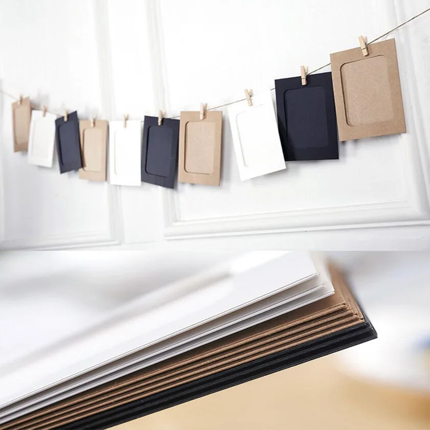 SUFEILE 10PCS Paper Picture frame DIY photo wall Kraft paper frame