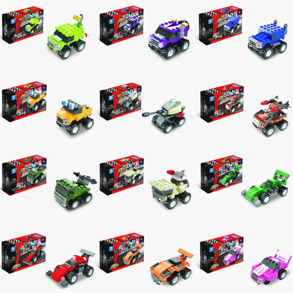 

CENGXIN 38-49pcsAssembly racing car Collecting tank rocket vehicles with return force function Various styles available