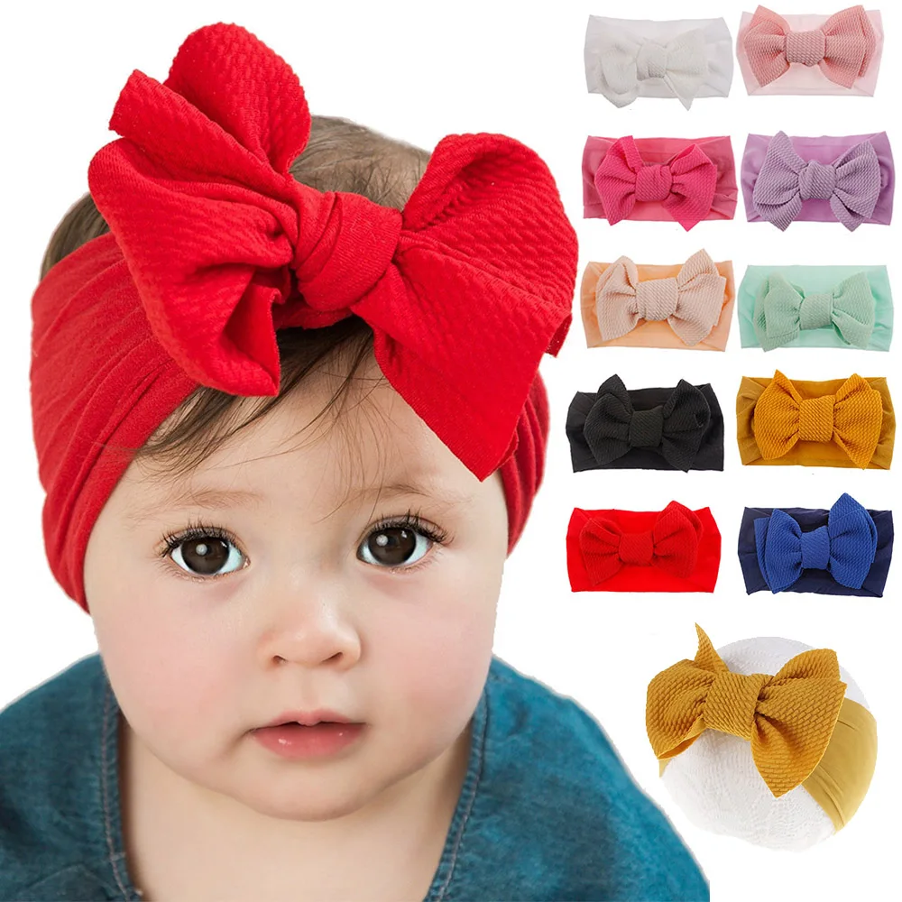 

6'' Big Bow Nylon Elastic Head Wrap For Girls 2019 Baby Headbands DIY Handmade Soft Floppy Bow Hairband Hair Accessories