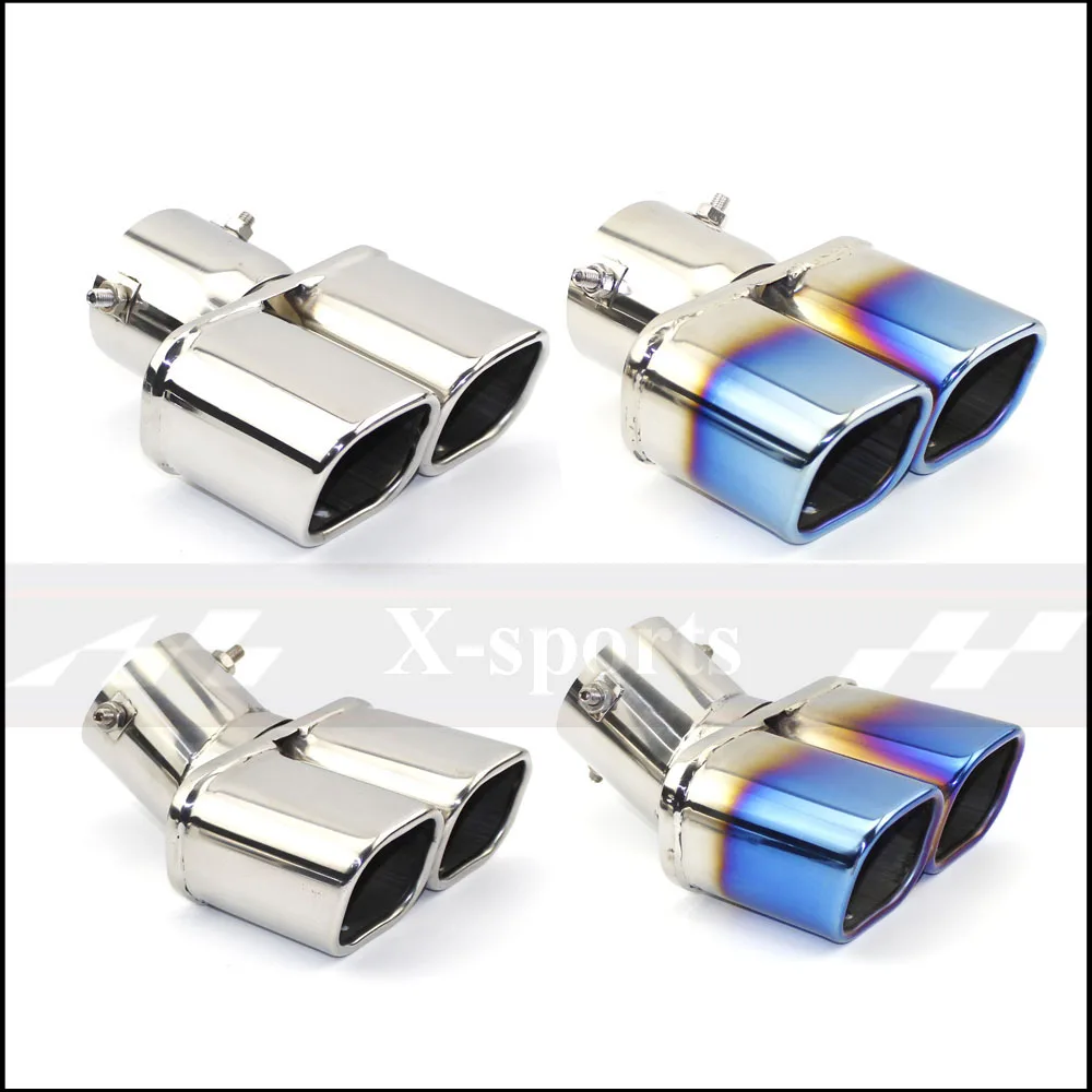 Tubo de Escape do Carro Dupla para Fora Silenciador Tubo Saída Bico Final Universal Aço Inoxidável Extremidade Quadrada Uma Mudança Dois id 60mm 75mm