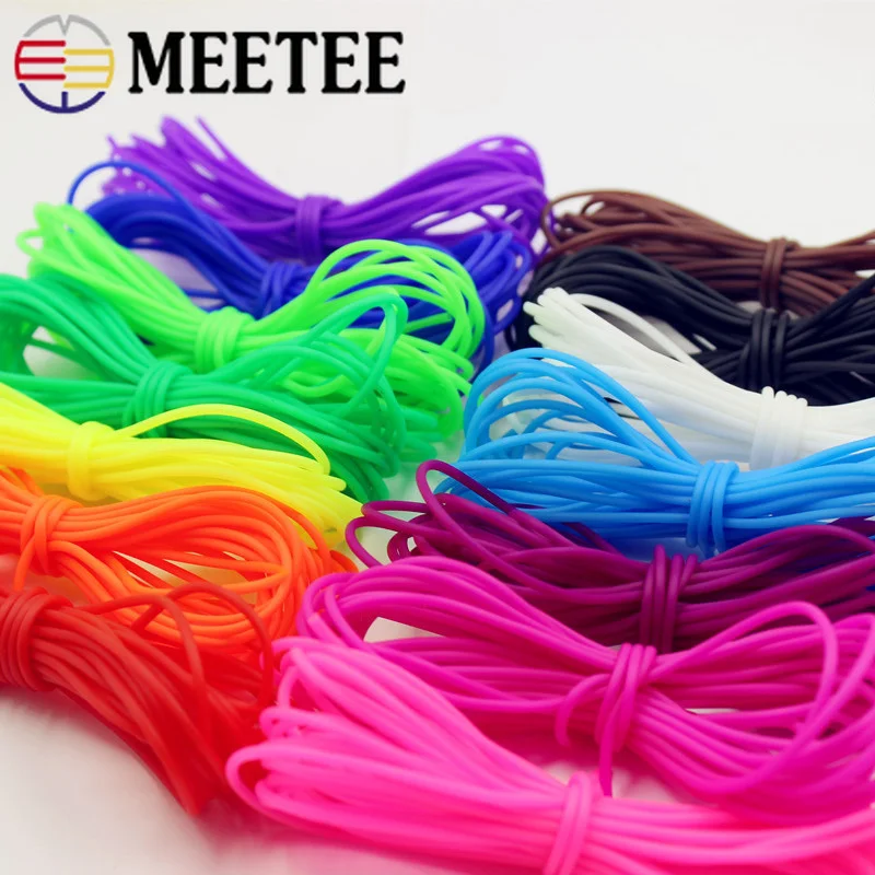 Meetee 1 рулон = 50 метров 2 мм Ручная плетеная резиновая веревка многоцветные