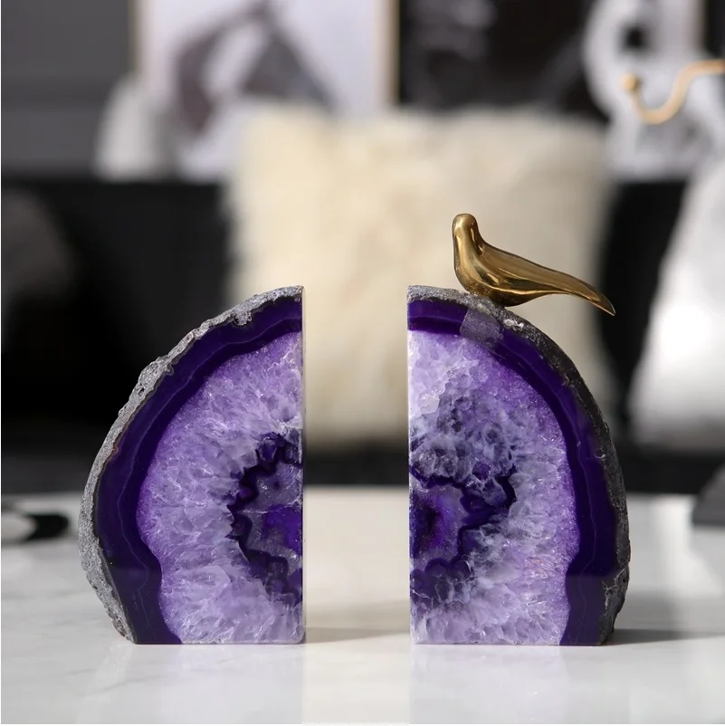 رائعة الكوارتز و الجمشت الجيود النحت على حامل/زخرفة الكوارتز الكريستال كتاب ينتهي/رجل صنع الاصطناعي الأحجار الكريمة 2.5 كيلوجرام