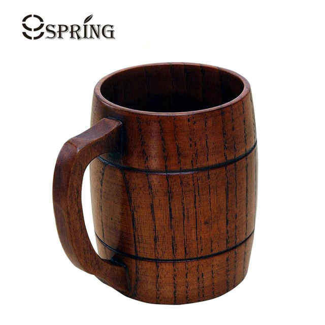 1Pc Wood Beer Mug Handcraft Wooden Mug Coffee Tea Cup Large Solid Wood