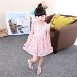 Женя 2018 бренд горячая распродажа розничная продажа Детские платья принцессы для маленьких девочек кружева Чистая Пряжа однотонное платье