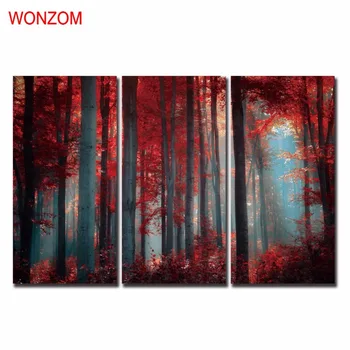 

Maple Leaf Trees Paintings For Living Room Modern Forest Wall Christmas Canvas Pictures For Home Decor 3Pcs Cuadros Decoracion