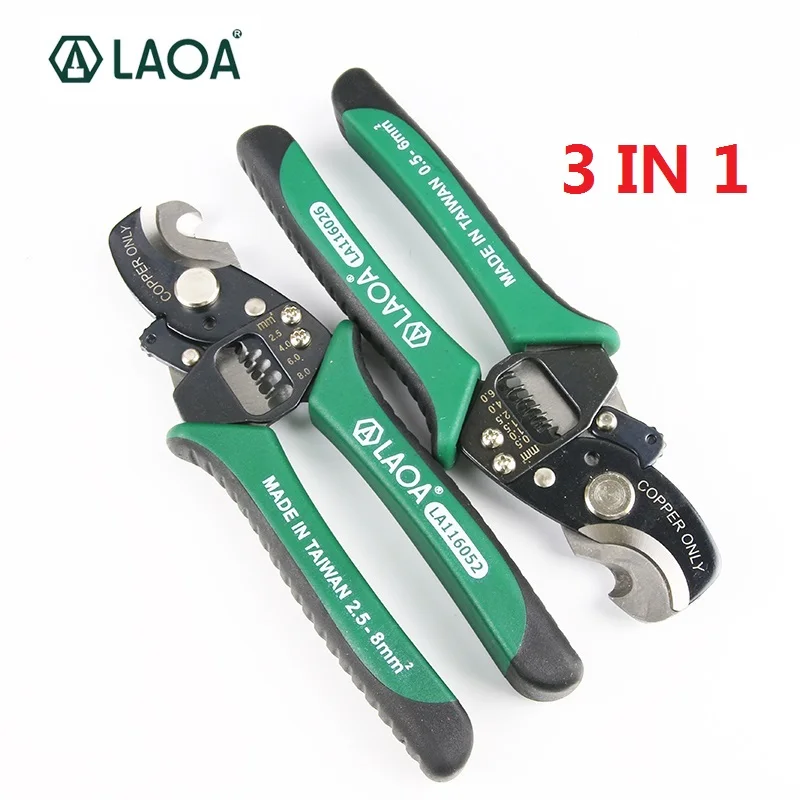 

LAOA High Quality Cable Wire Stripper Cutting Cable Paring Cable SK5 Material 3 in 1 Multifunction Electrician Pliers