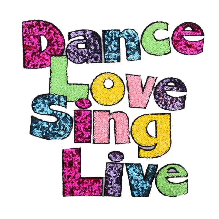 

Cartoon Letter Sequin patches for clothes Sew On Appliques For Jacket Embroidery Decorative Supplies Crafts