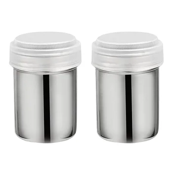 

2 Pcs Powder Shaker Plastic Cover Stainless Steel Mesh Lid Seasoning Jar Spice Dredger For Restaurant Cooking Home